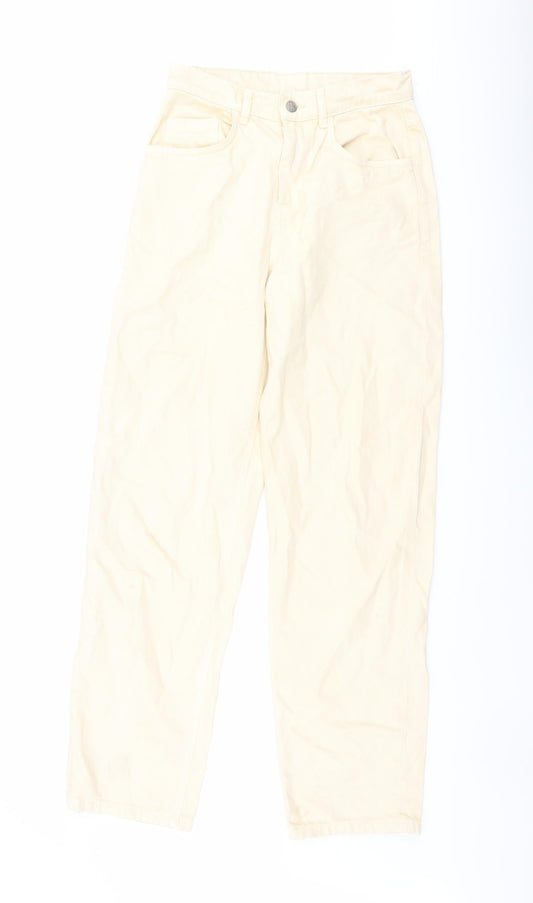 Reclaimed Vintage Womens Ivory Cotton Straight Jeans Size 26 in L30 in Regular Button