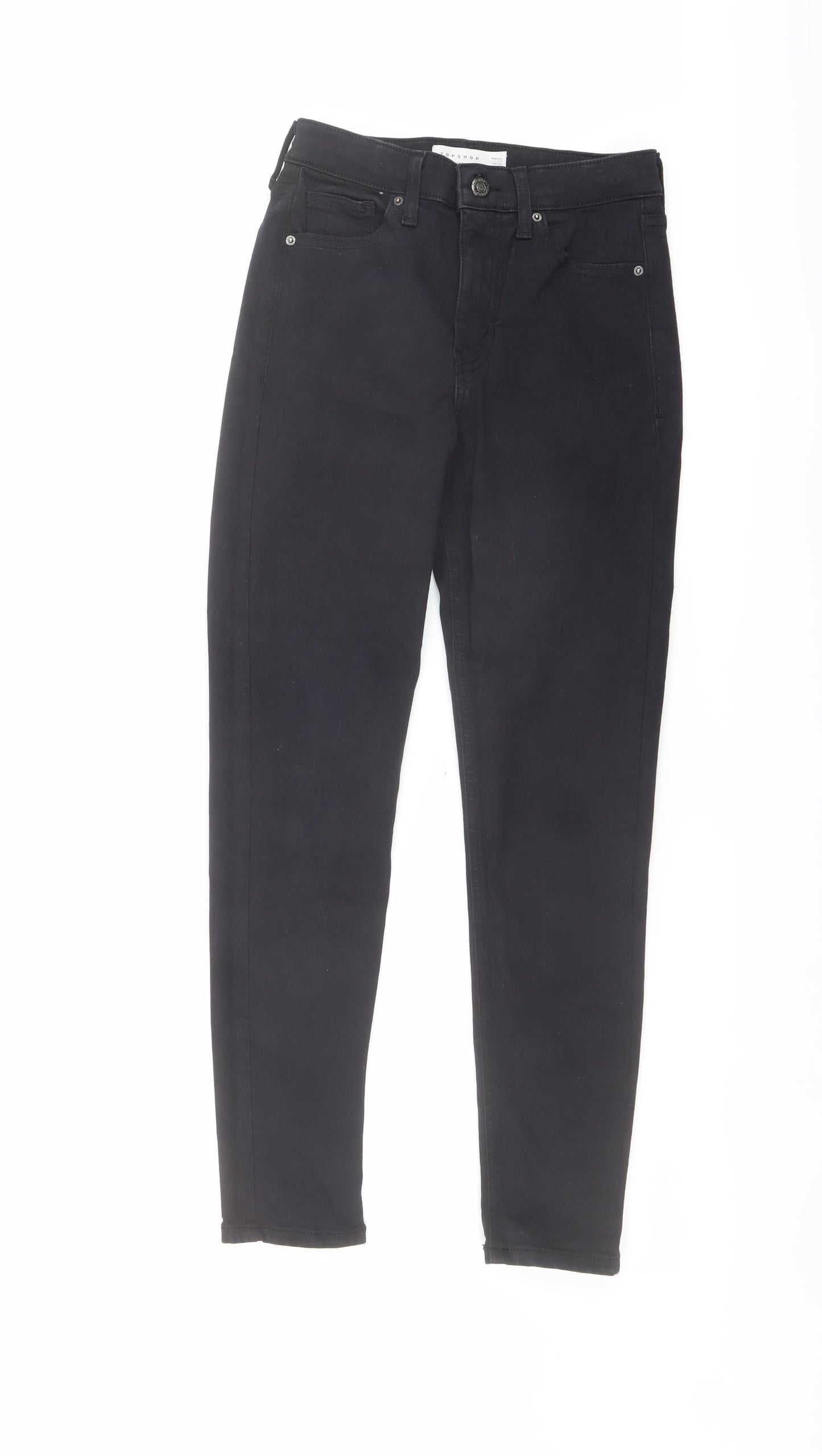 Topshop Womens Black Cotton Skinny Jeans Size 26 in L27 in Regular Button