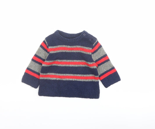Gapo Boys Blue Striped Cotton Pullover Jumper Size 3-6 Months Pullover