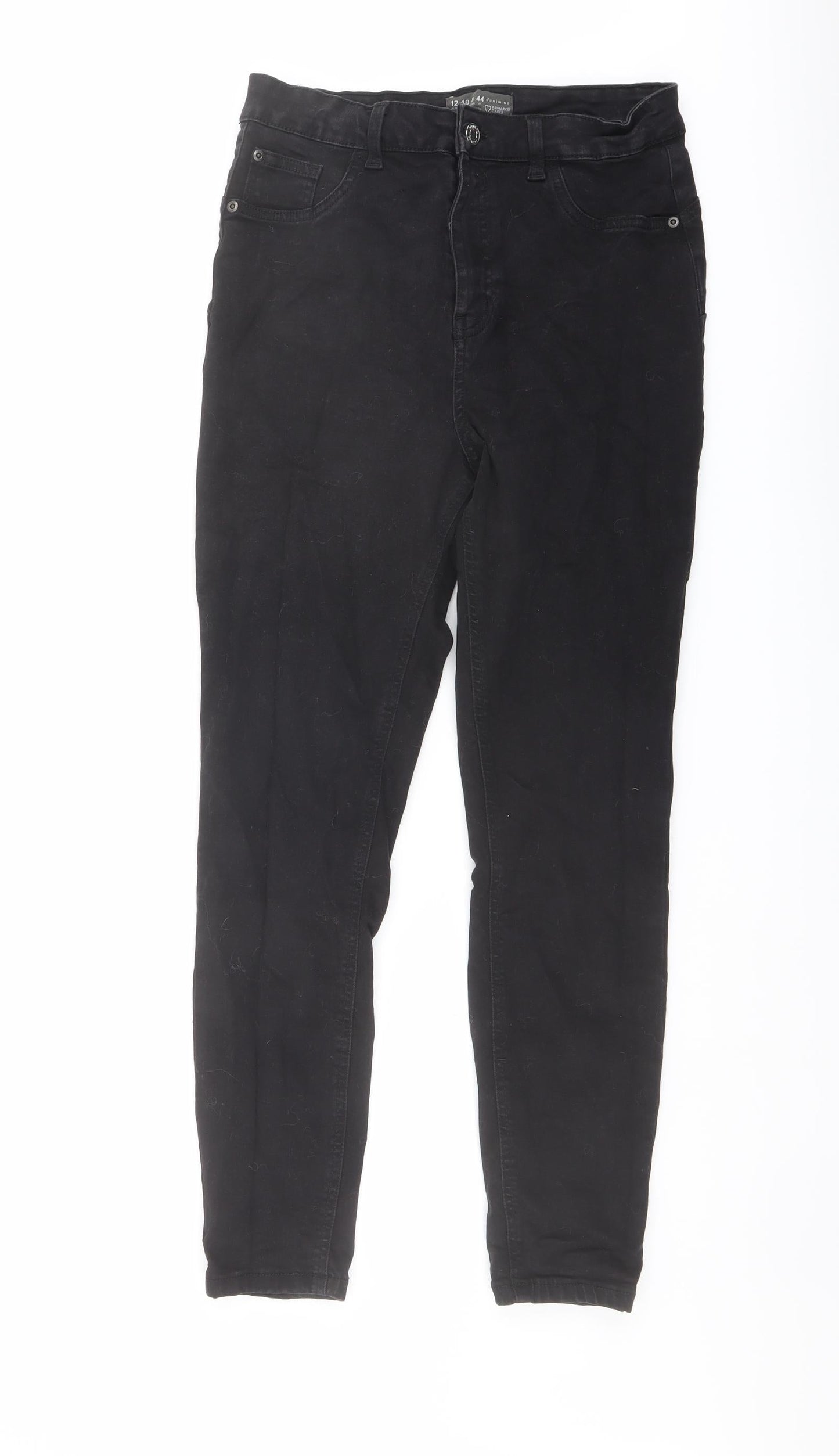Denim & Co. Womens Black Cotton Skinny Jeans Size 12 L26 in Regular Button