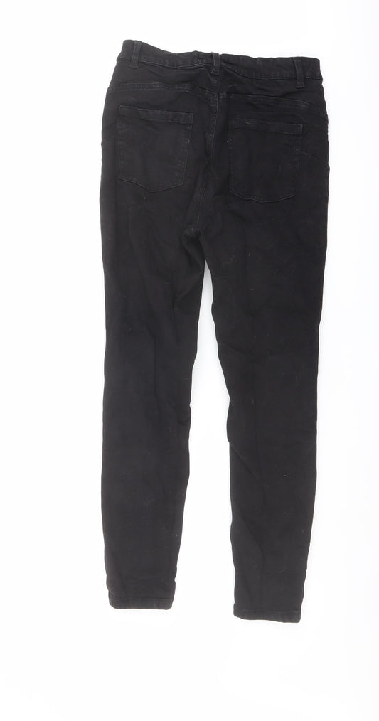 Denim & Co. Womens Black Cotton Skinny Jeans Size 12 L26 in Regular Button