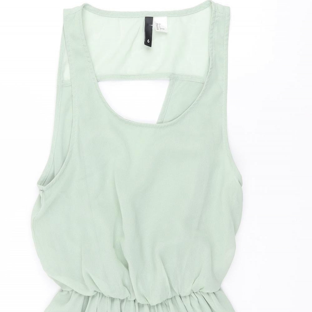 Divided by H&M Womens Gold Polyester A-Line Size 6 Scoop Neck Pullover - Cut Out Back