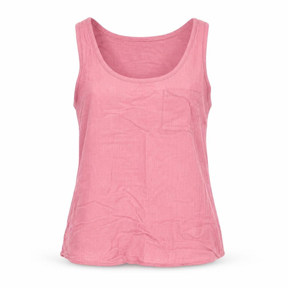 Marks and Spencer Womens Pink Cotton Camisole Tank Size 10 Scoop Neck - Pocket