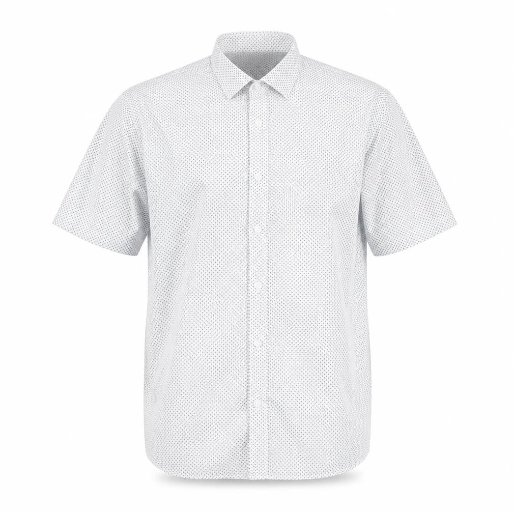 Marks and Spencer Mens White Geometric Cotton Button-Up Size 15 Collared Button