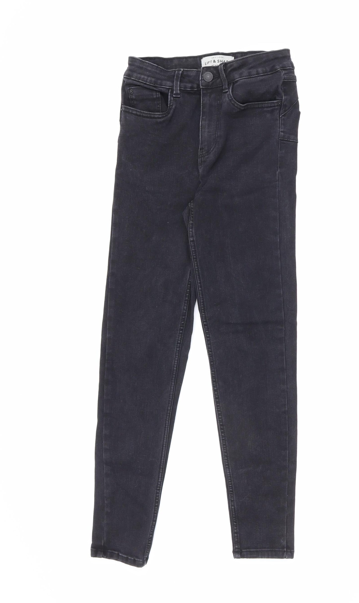 New Look Womens Black Cotton Skinny Jeans Size 6 L24 in Relaxed Zip