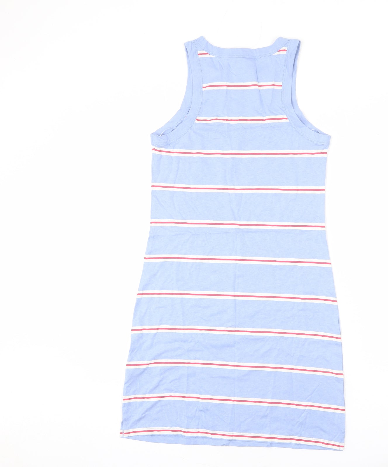 Marks and Spencer Womens Blue Striped Cotton Tank Dress Size S Round Neck Pullover