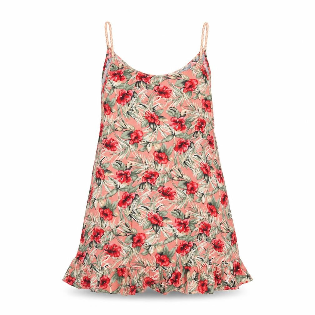 Oasis Womens Multicoloured Floral Viscose A-Line Size XS V-Neck Pullover - Hibiscus, Leaves, Flare Hem