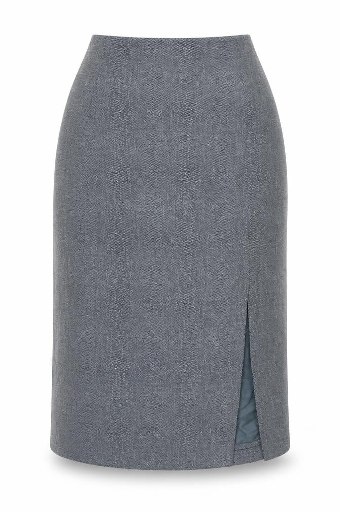 Libra Womens Grey Polyester A-Line Skirt Size 18 Zip - Slit