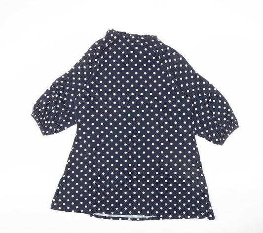 JD Williams Womens Black Polka Dot Viscose Tunic T-Shirt Size 14 Round Neck - Keyhole Cut Out