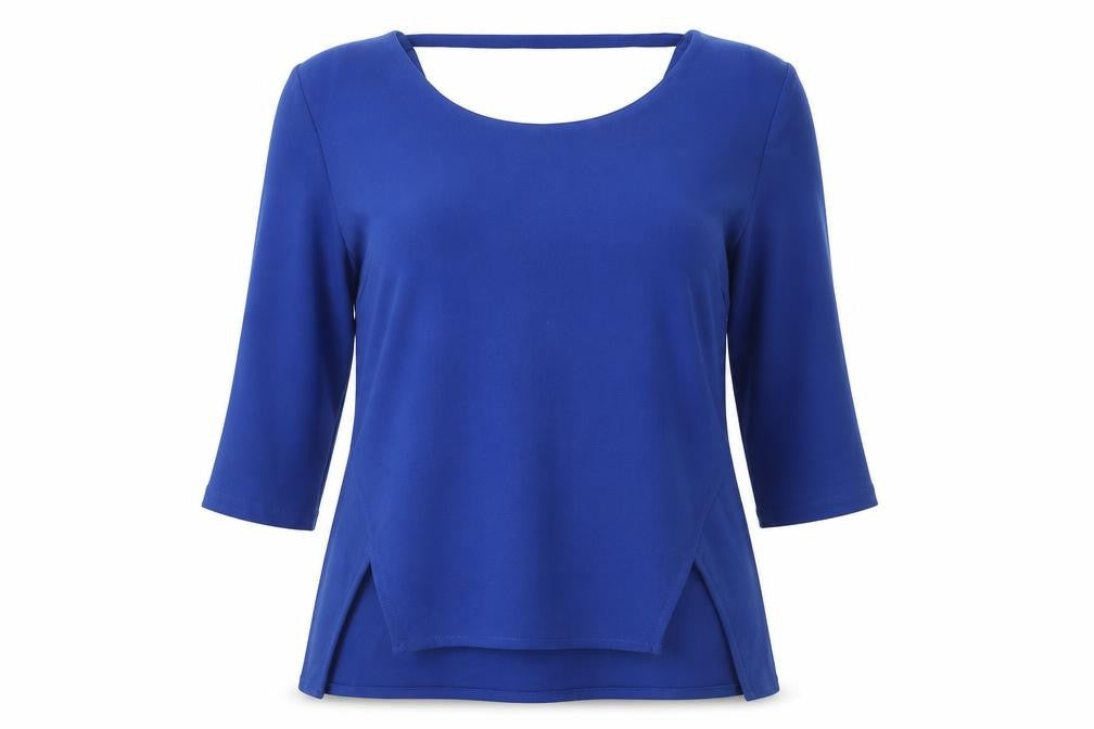 Girls On Film Womens Blue Polyester Basic Blouse Size 14 Round Neck - Asymmetric Hem