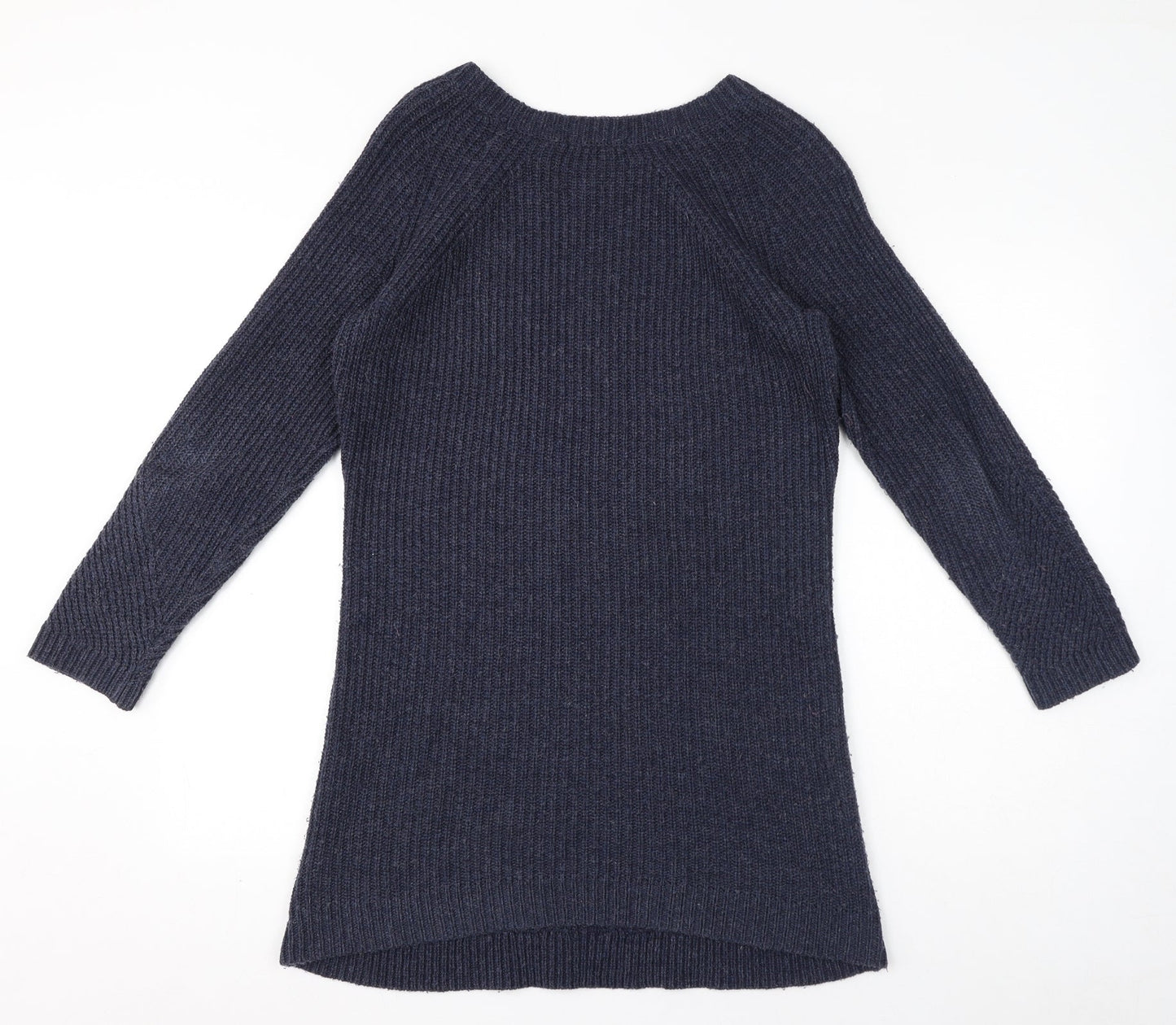 Marks and Spencer Womens Blue Acrylic Jumper Dress Size 14 Round Neck Pullover