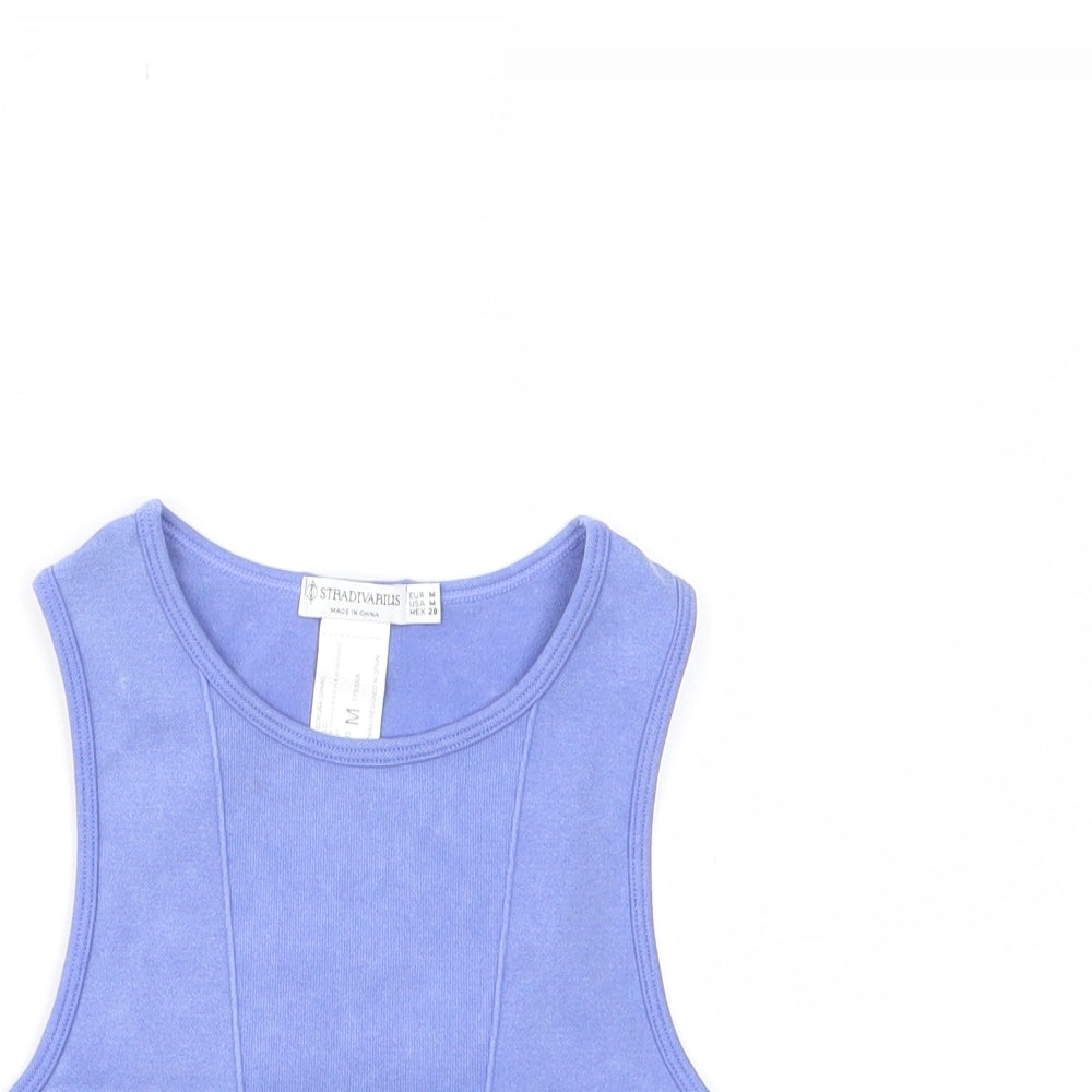 Stradivarius Womens Purple Polyamide Cropped Tank Size M Crew Neck - Stretch
