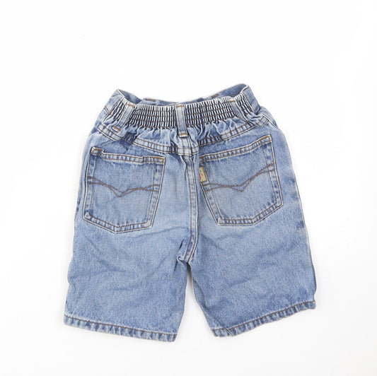 Adams Boys Blue Cotton Bermuda Shorts Size 6 Years L6 in Regular Zip - Pockets, Belt Loops, Elastic waist
