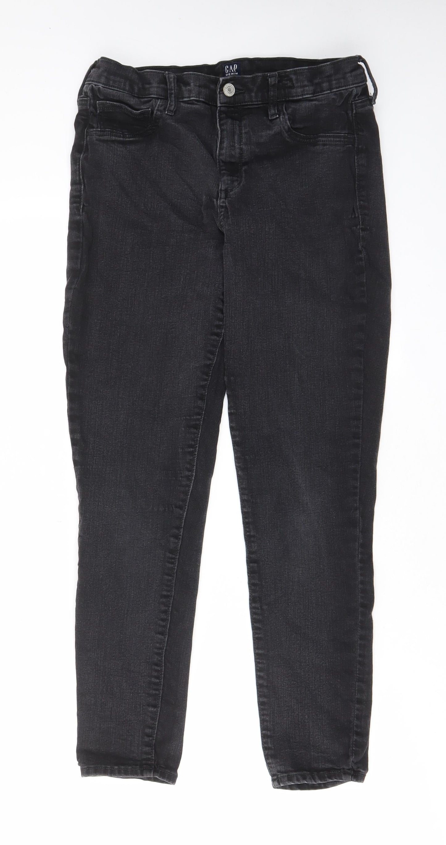 Gap Womens Grey Cotton Skinny Jeans Size 14 L27 in Regular Zip - Pockets, Belt Loops