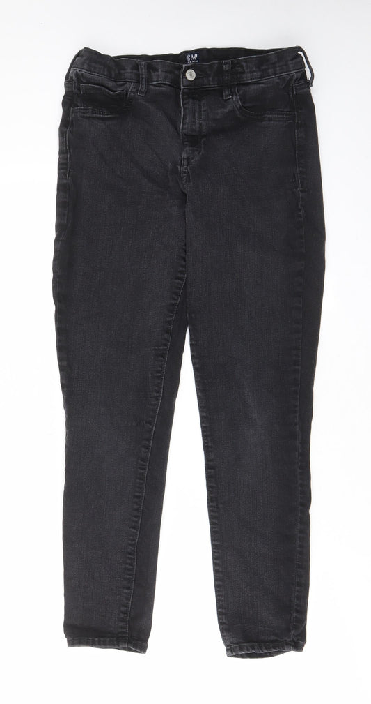 Gap Womens Grey Cotton Skinny Jeans Size 14 L27 in Regular Zip - Pockets, Belt Loops