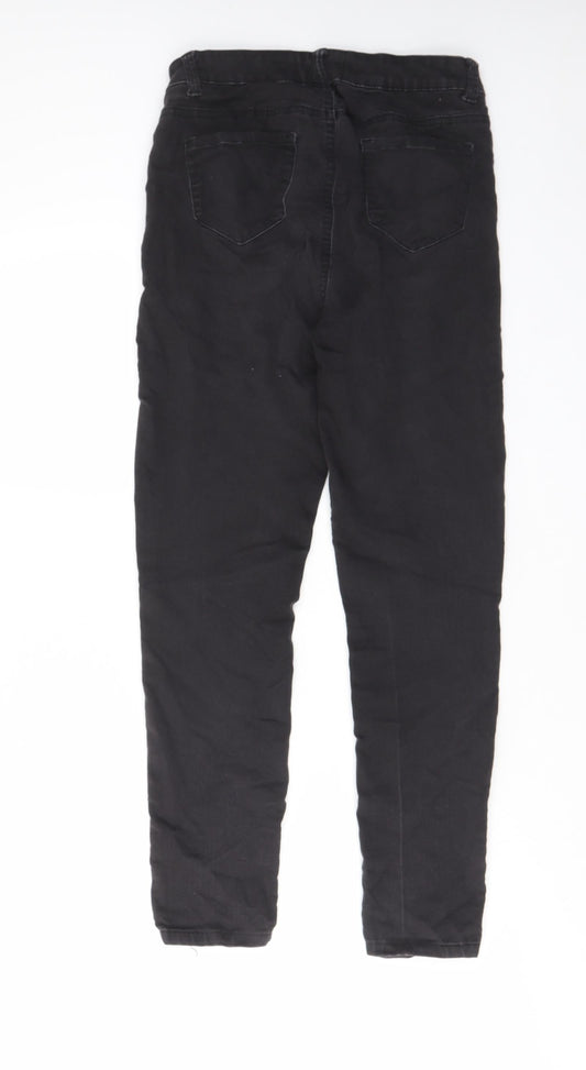 Peacocks Womens Black Cotton Skinny Jeans Size 10 L26 in Regular Zip - Pockets, Belt Loops