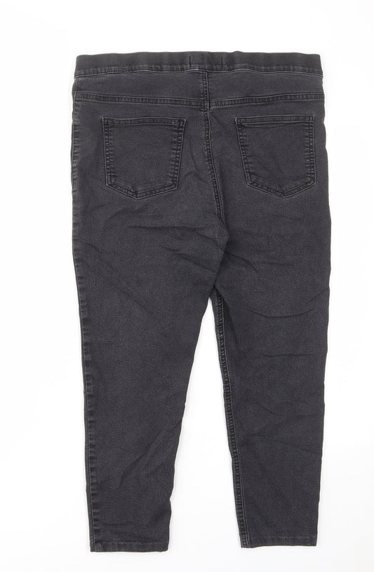 Marks and Spencer Womens Grey Cotton Skinny Jeans Size 14 L22 in Regular - Elastic waist