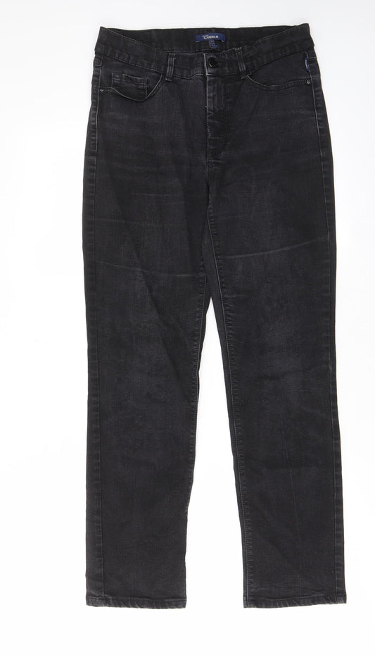 Atelier Gardeur Womens Black Cotton Straight Jeans Size 10 L28 in Regular Zip - Pockets, Belt Loops