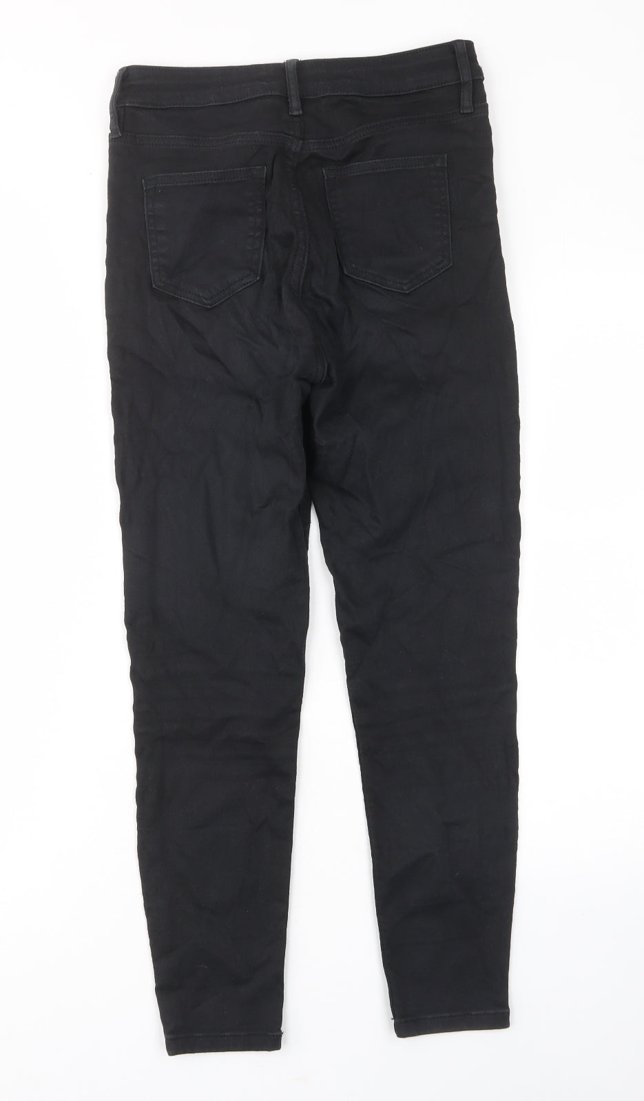 F&F Womens Black Cotton Skinny Jeans Size 8 L25 in Regular Zip - Pockets, Belt Loops