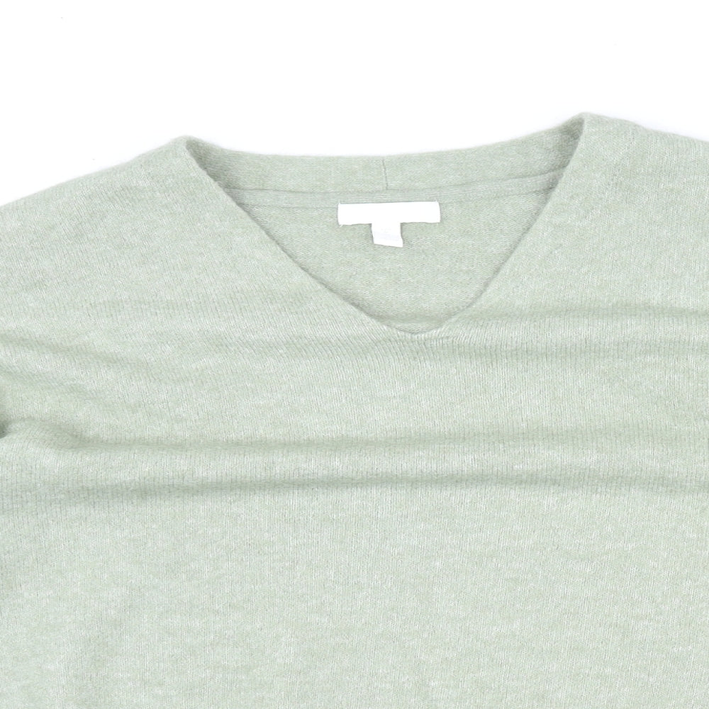 H&M Womens Green V-Neck Polyester Pullover Jumper Size M