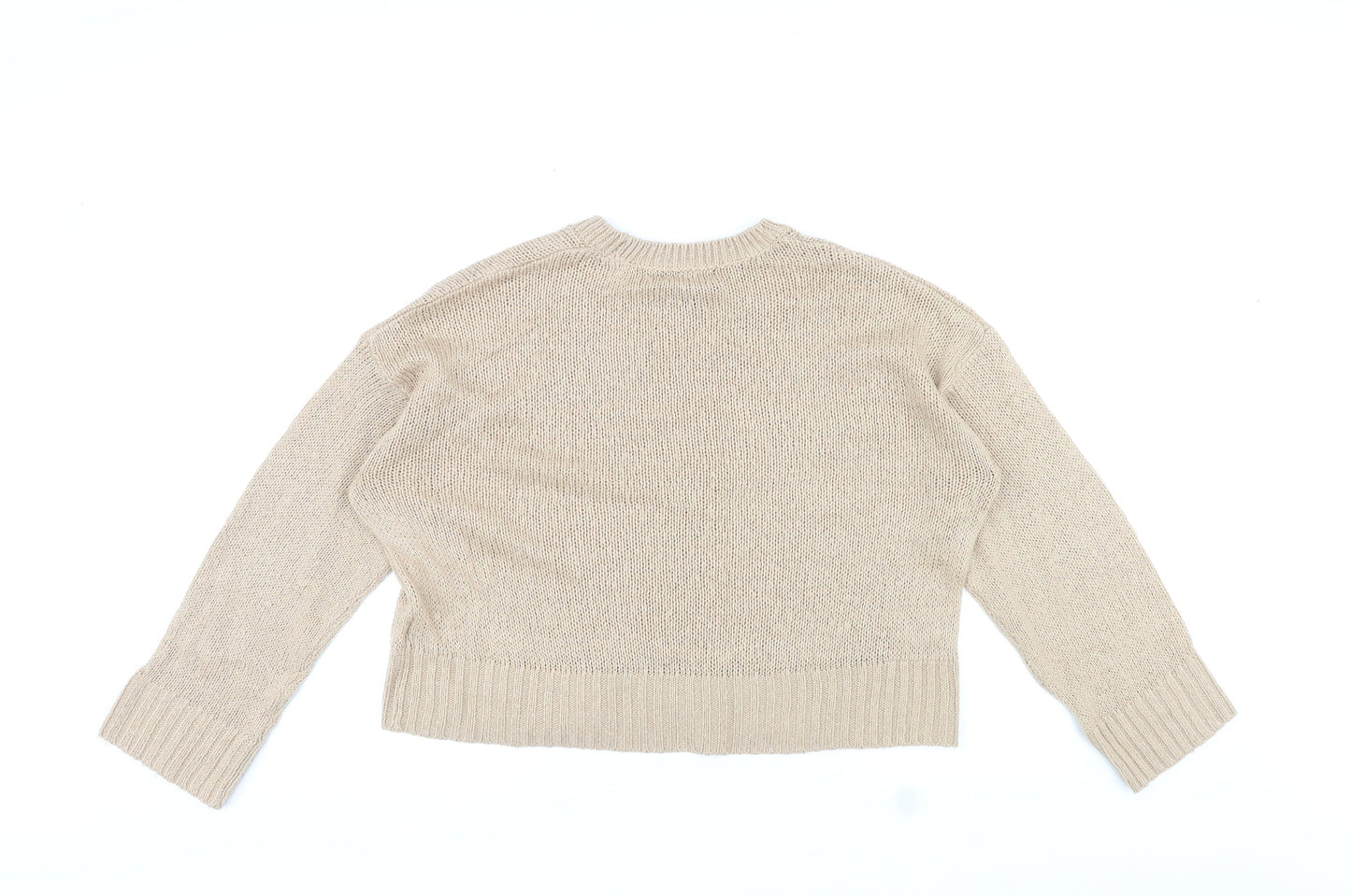New Look Womens Beige Round Neck Acrylic Pullover Jumper Size M
