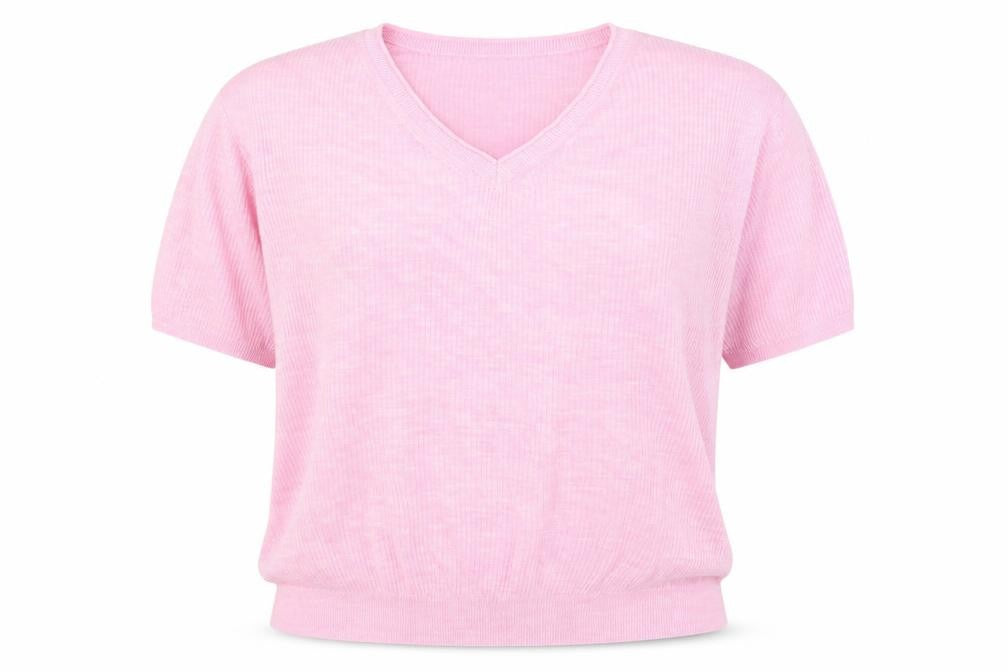 Marks and Spencer Womens Pink Acrylic Jersey T-Shirt Size XS Round Neck