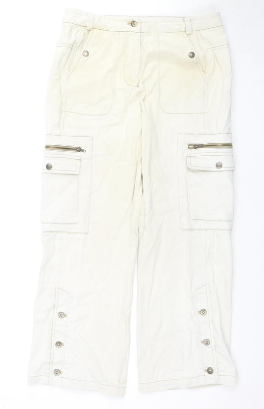 V'cocca Womens Ivory Cotton Straight Jeans Size 32 in L26 in Regular Zip