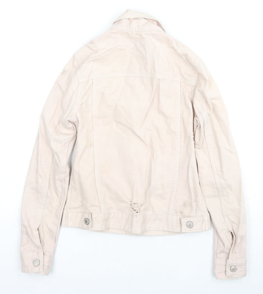 Denim & Co. Womens Beige Jacket Size 4 Button