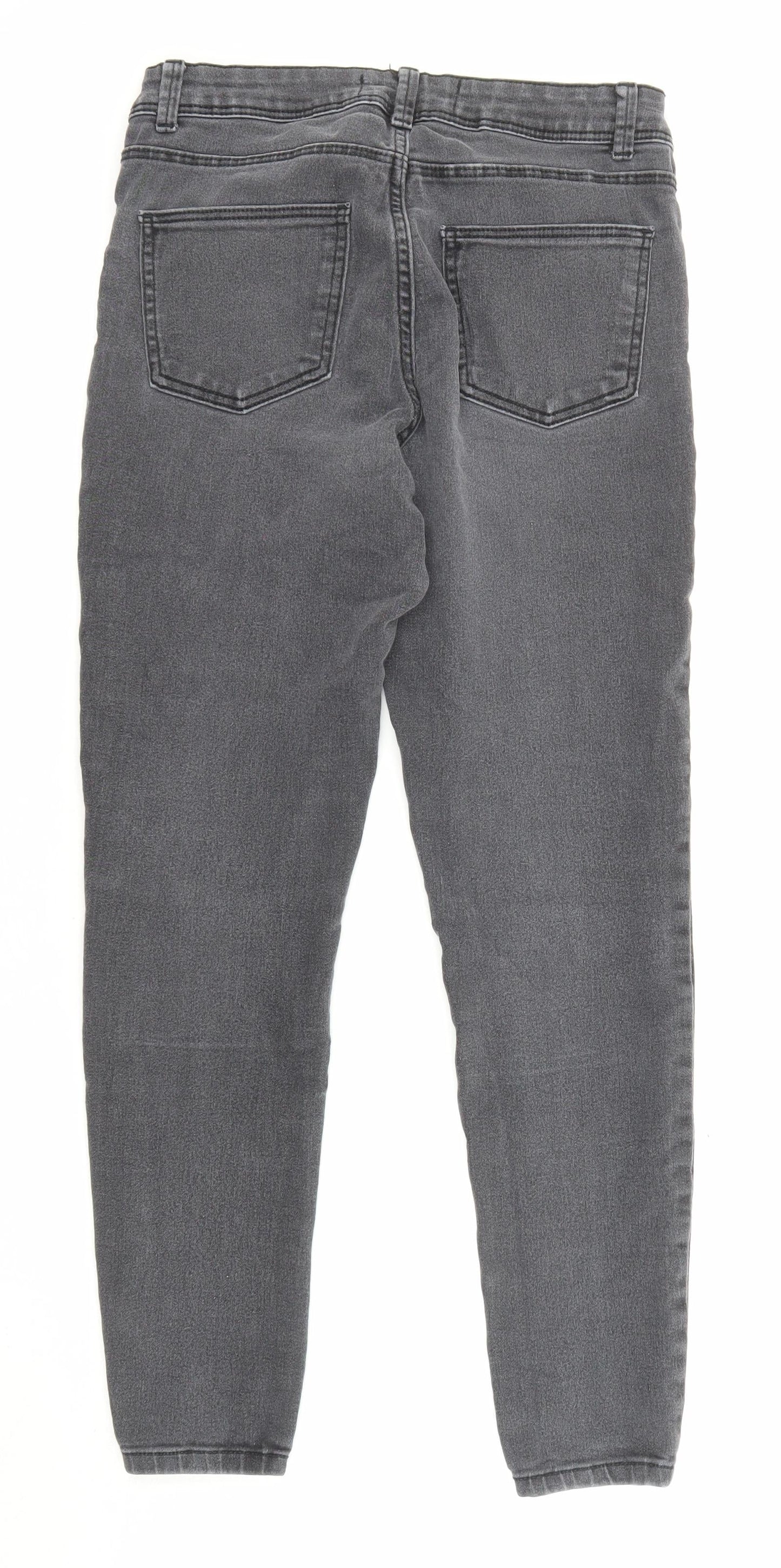 Denim & Co. Womens Grey Cotton Skinny Jeans Size 12 L27 in Regular Zip - Pockets