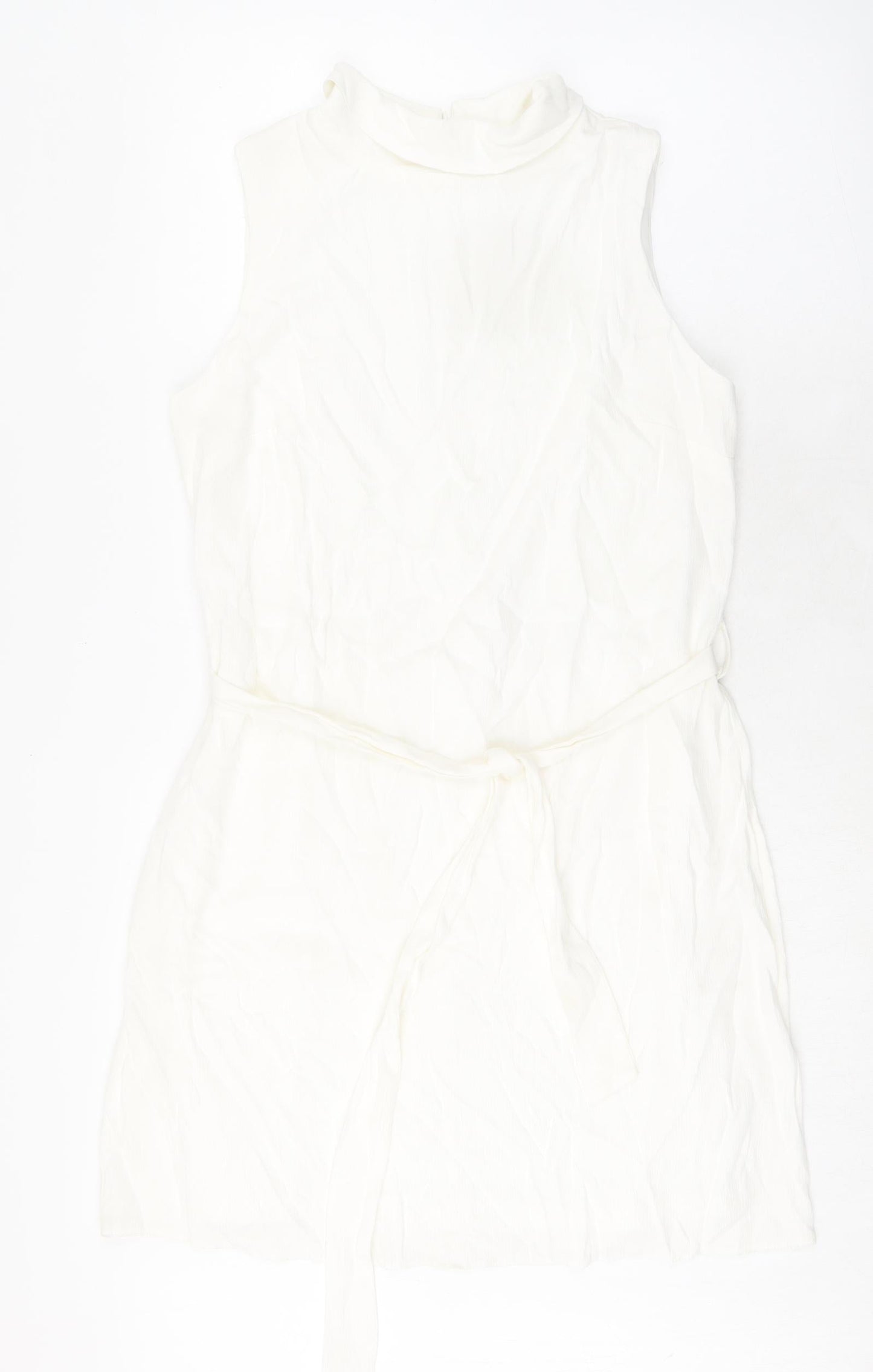 Disdress Womens Ivory Polyester Shift Size 14 Collared Zip - Belted