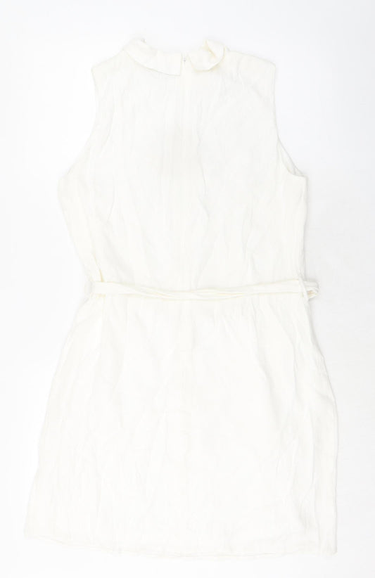 Disdress Womens Ivory Polyester Shift Size 14 Collared Zip - Belted
