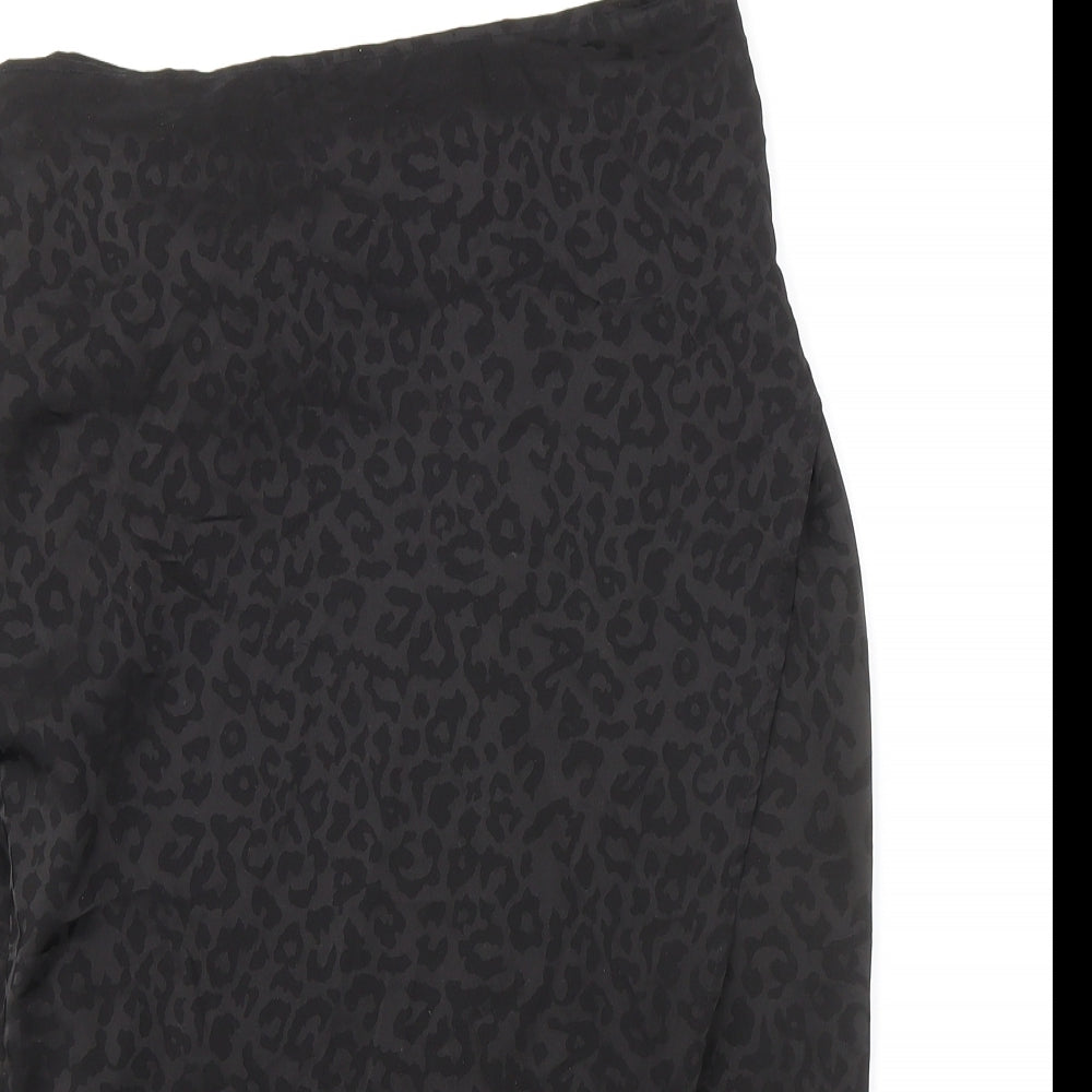 Parallel Lines Womens Black Animal Print Polyester Wrap Skirt Size M Tie