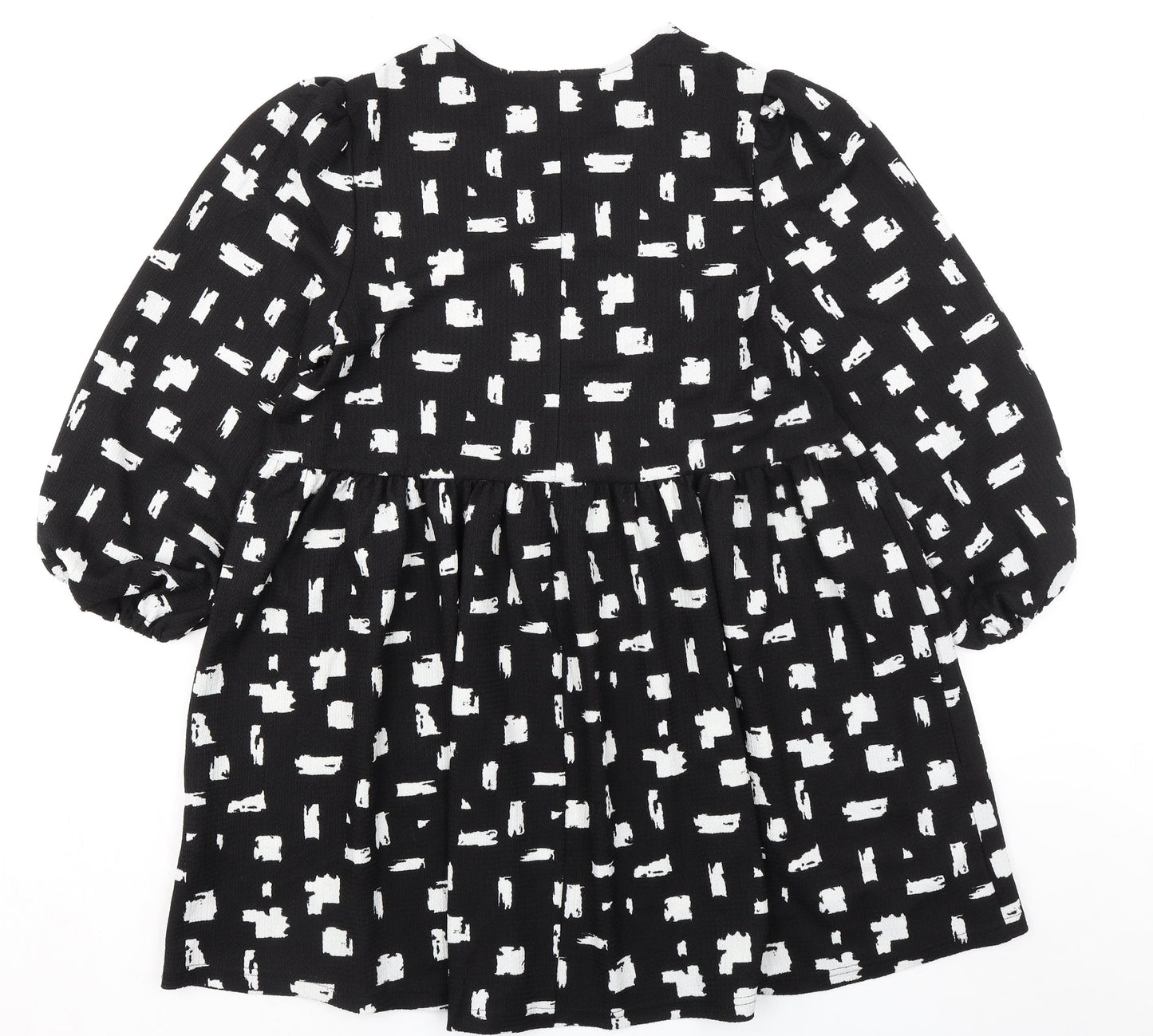 New Look Womens Black Geometric Polyester Fit & Flare Size 14 Round Neck Pullover