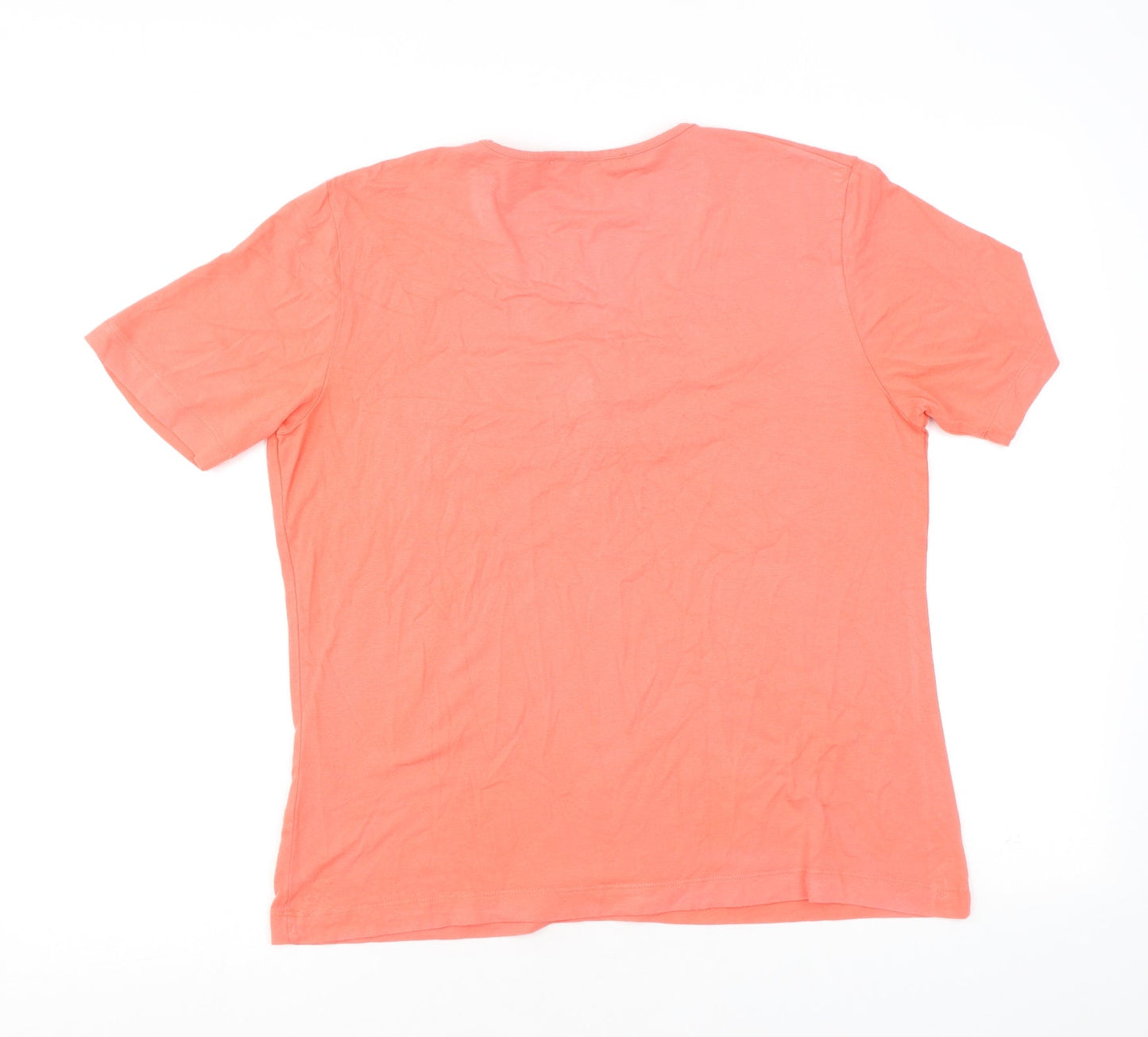 Bianca Womens Orange Polyester Basic T-Shirt Size 14 Round Neck