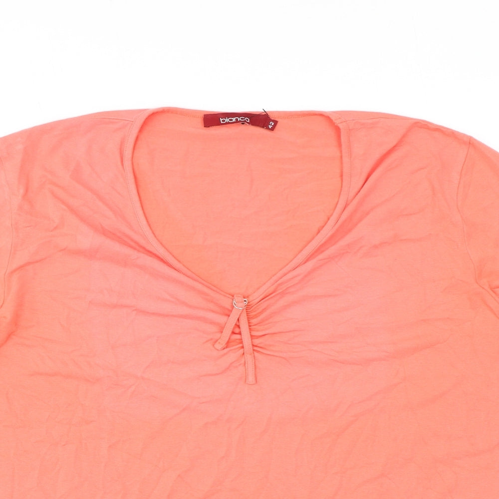 Bianca Womens Orange Polyester Basic T-Shirt Size 14 Round Neck