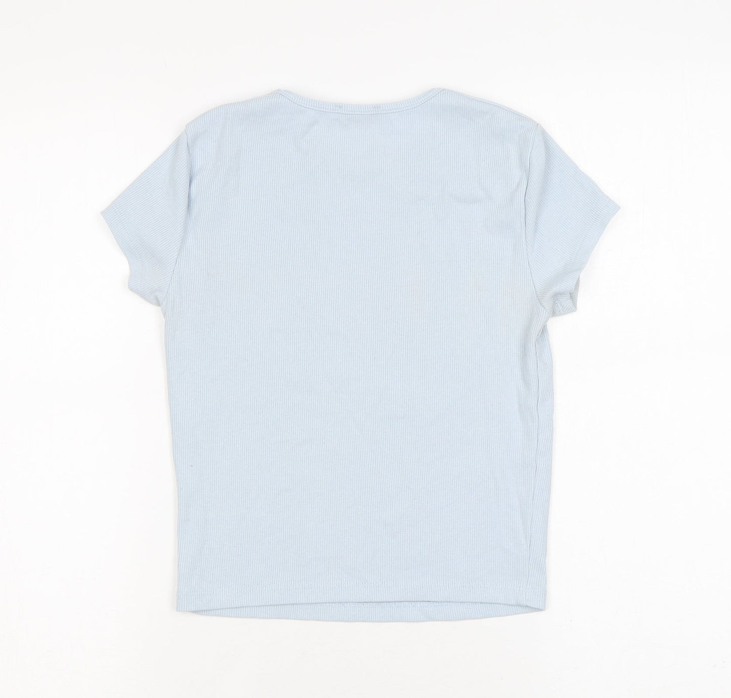 Bershka Womens Blue Polyester Basic T-Shirt Size M Round Neck