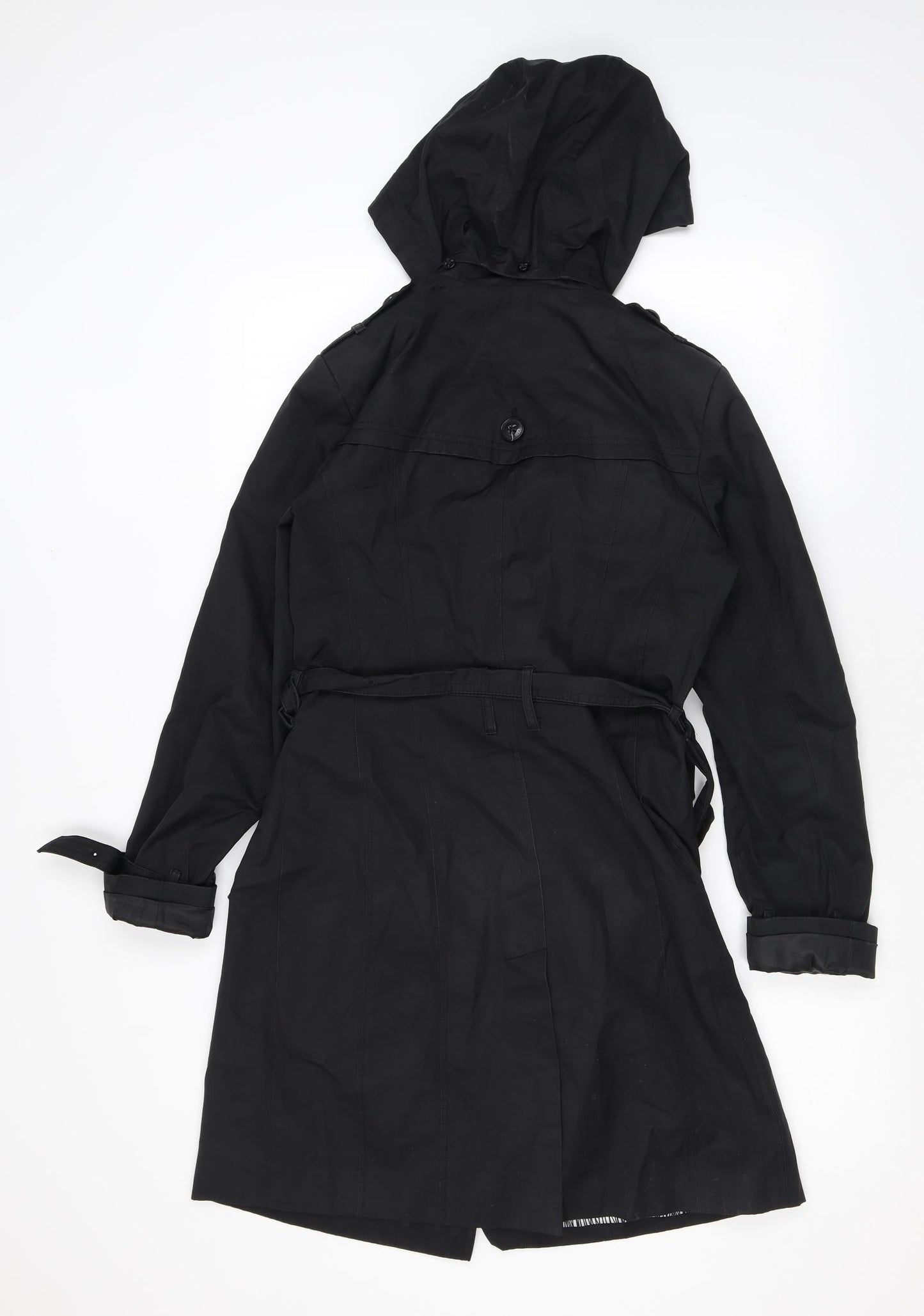 Cole Haan Womens Black Rain Coat Coat Size XS Button