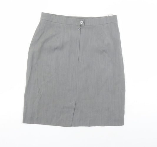 Betty Jackson Womens Grey Polyester A-Line Skirt Size 14 Zip