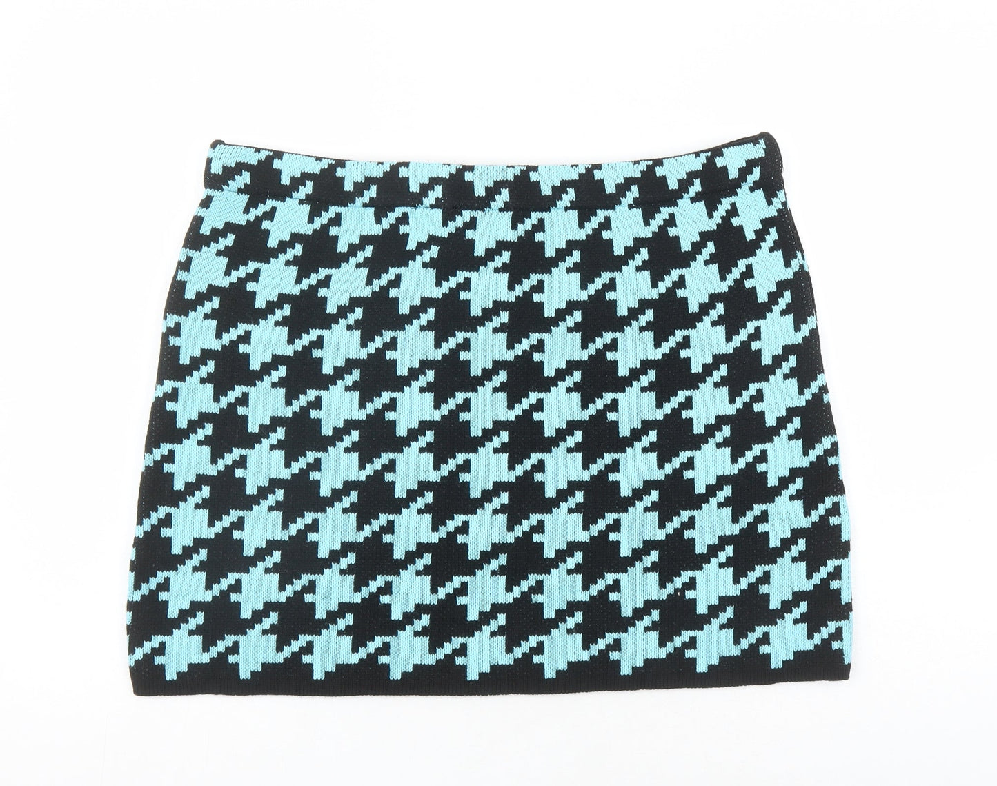 Reclaimed Vintage Womens Black Geometric Acrylic A-Line Skirt Size XL - Houndstooth Pattern