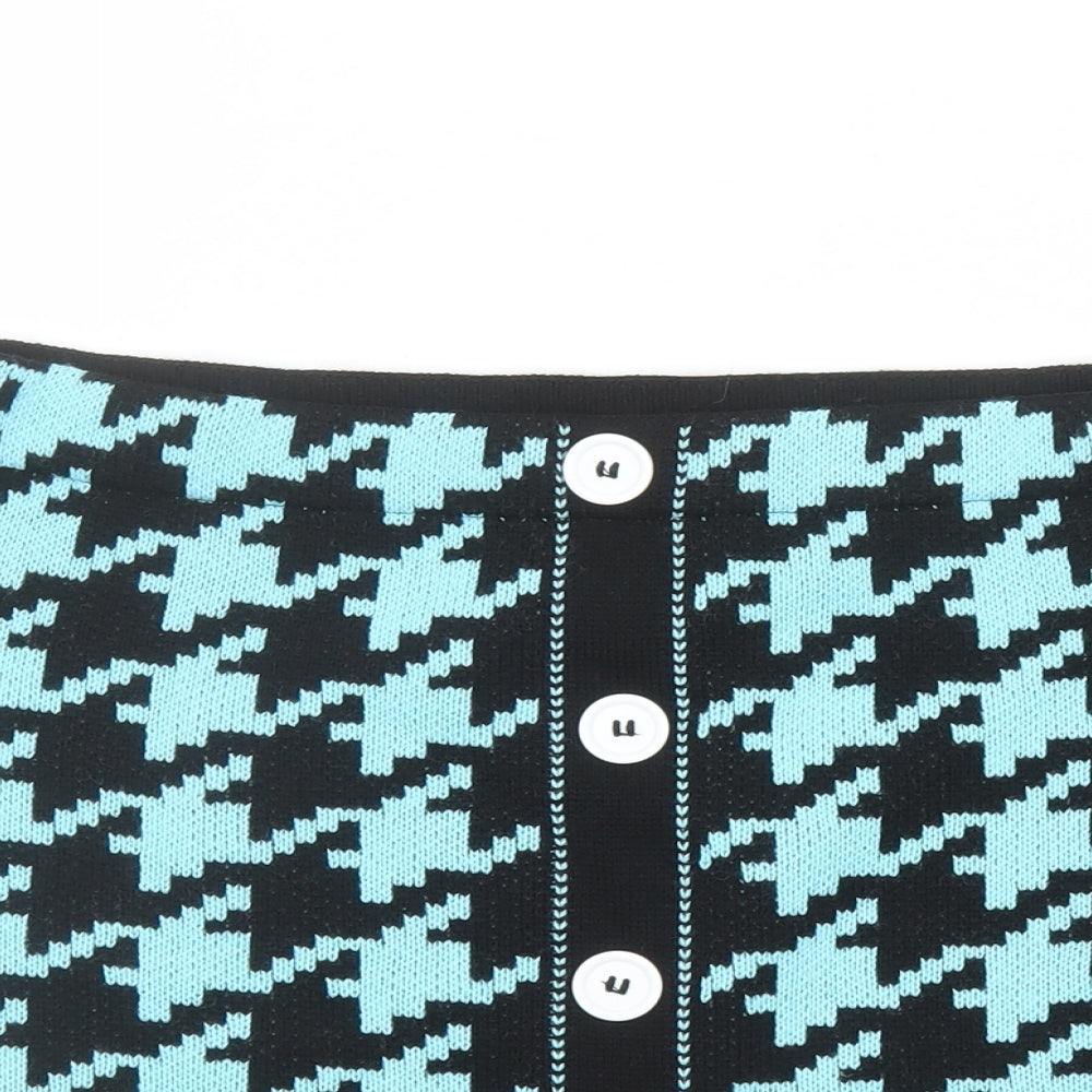 Reclaimed Vintage Womens Black Geometric Acrylic A-Line Skirt Size XL - Houndstooth Pattern