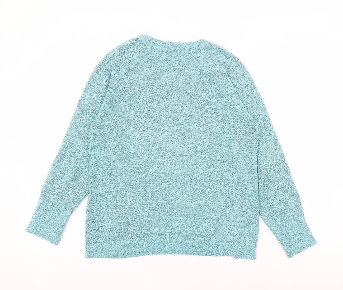 M&Co Womens Blue Round Neck Acetate Pullover Jumper Size M - Pockets