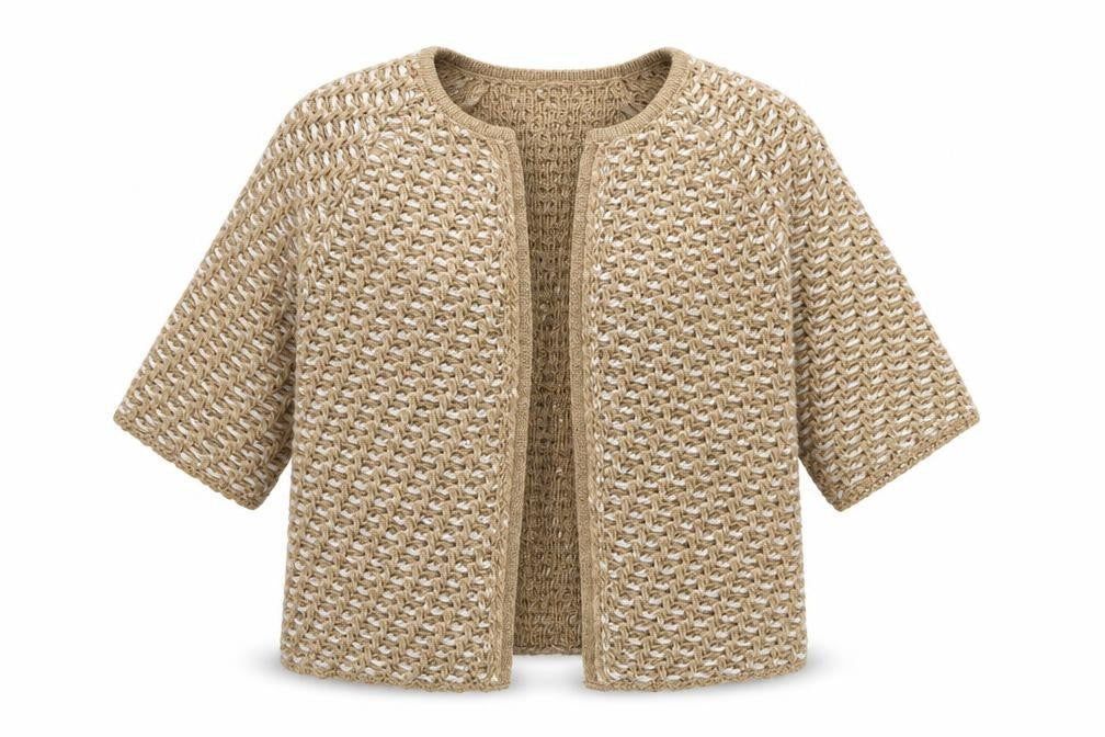 Maria Bellentani Womens Brown Round Neck Acrylic Cardigan Jumper Size 14