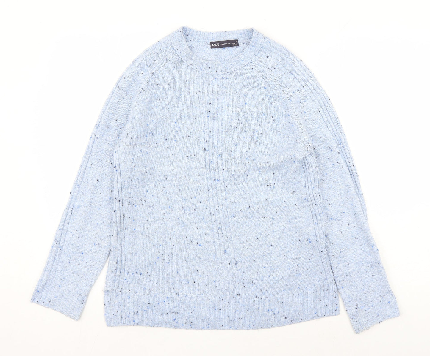 Marks and Spencer Womens Blue Round Neck Acrylic Pullover Jumper Size S