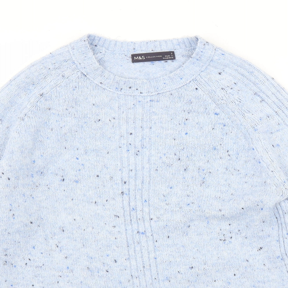 Marks and Spencer Womens Blue Round Neck Acrylic Pullover Jumper Size S