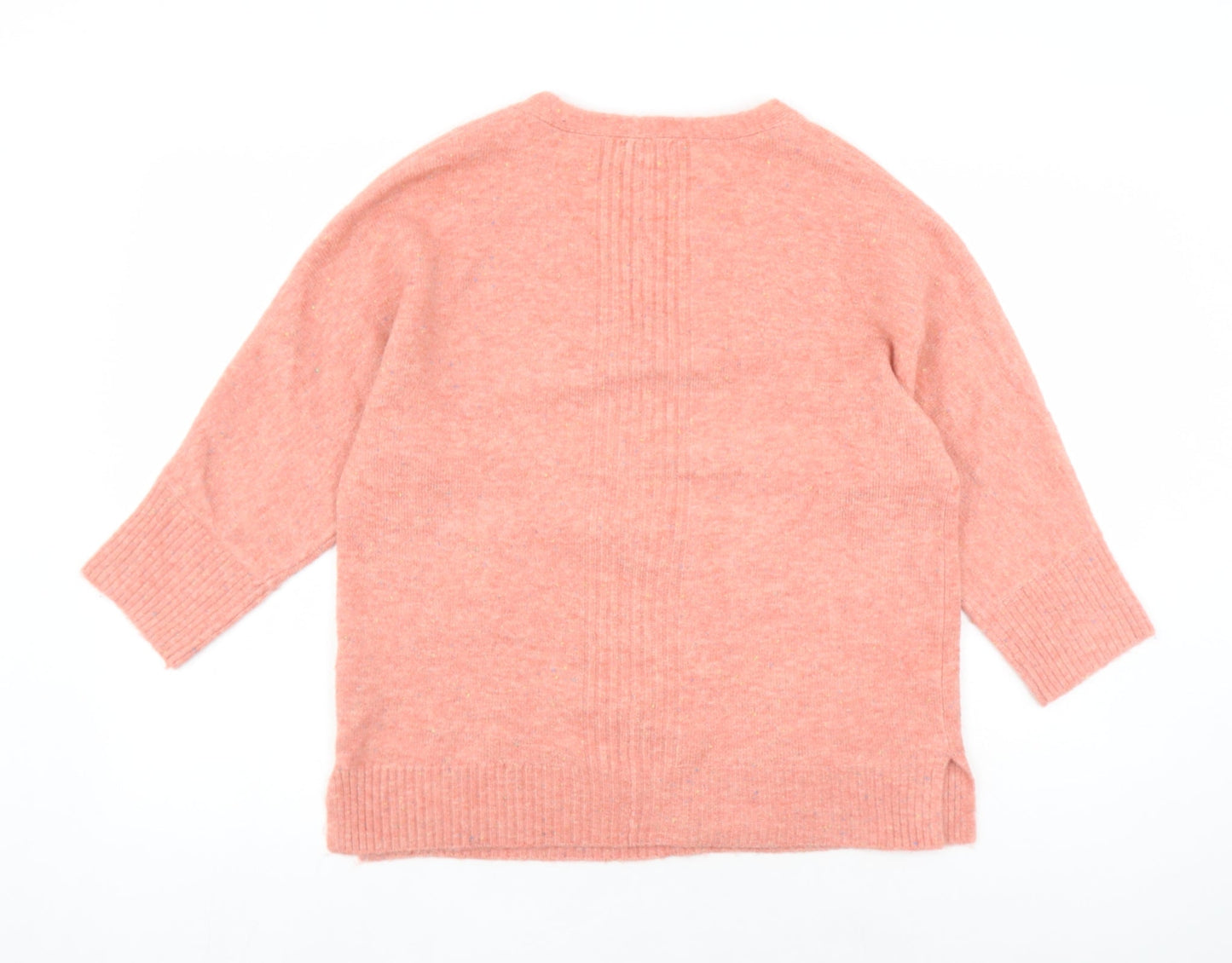 Monsoon Womens Pink V-Neck Acrylic Pullover Jumper Size M