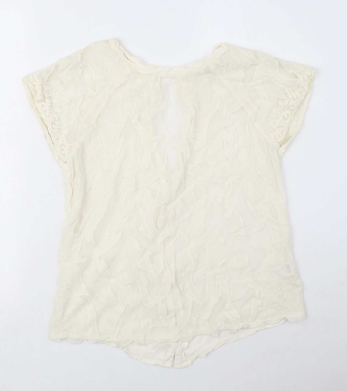 River Island Womens Ivory Viscose Basic Blouse Size 10 Round Neck