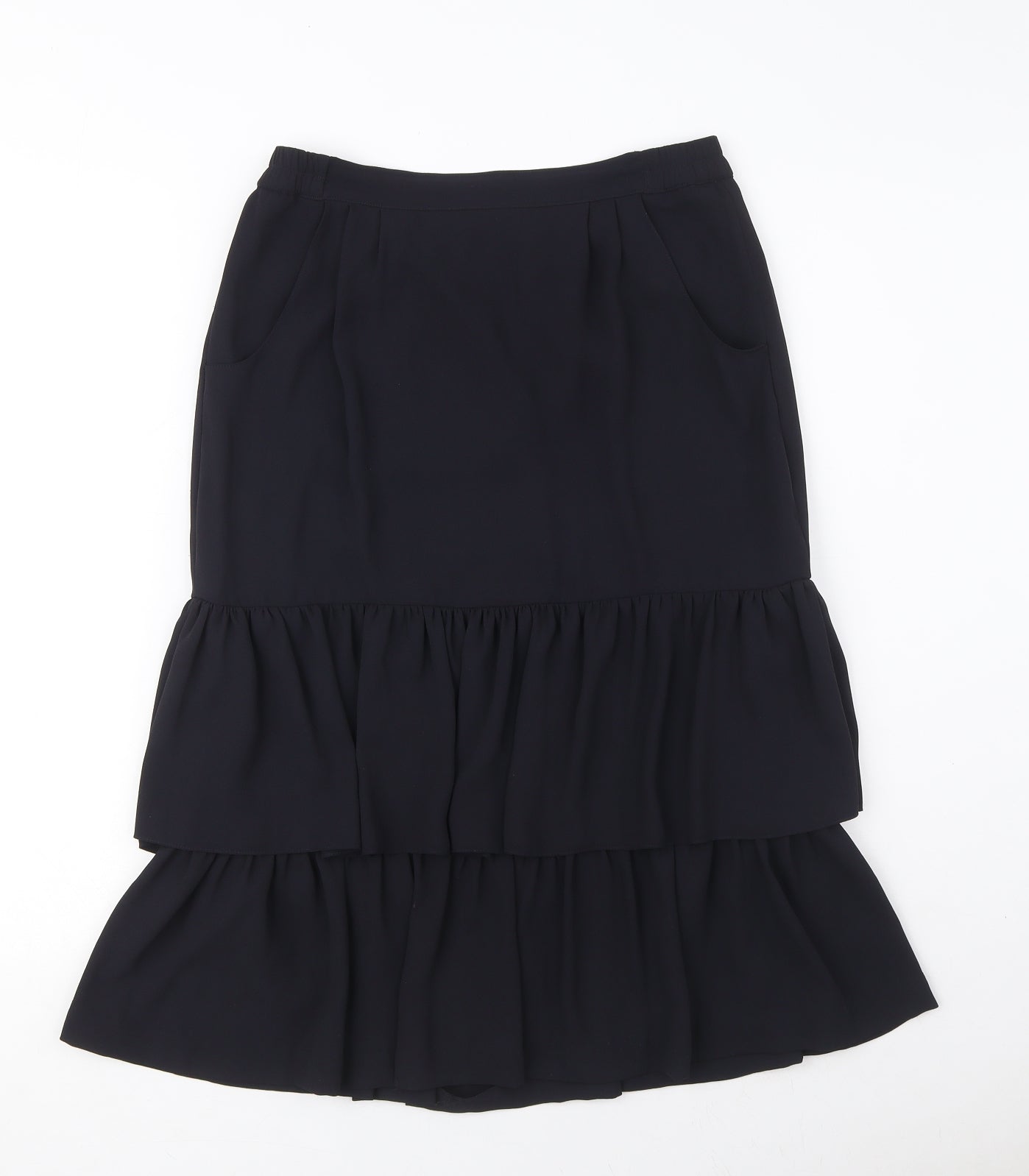 Carre Womens Blue Polyester A-Line Skirt Size 10 Zip - Layered Pockets