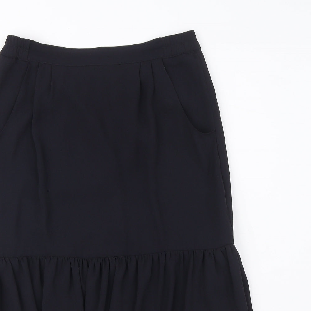 Carre Womens Blue Polyester A-Line Skirt Size 10 Zip - Layered Pockets