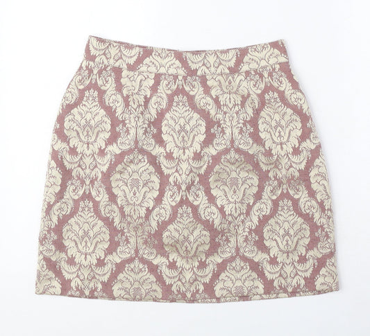 Hallinger Collection Womens Pink Geometric Polyamide A-Line Skirt Size 10 Zip