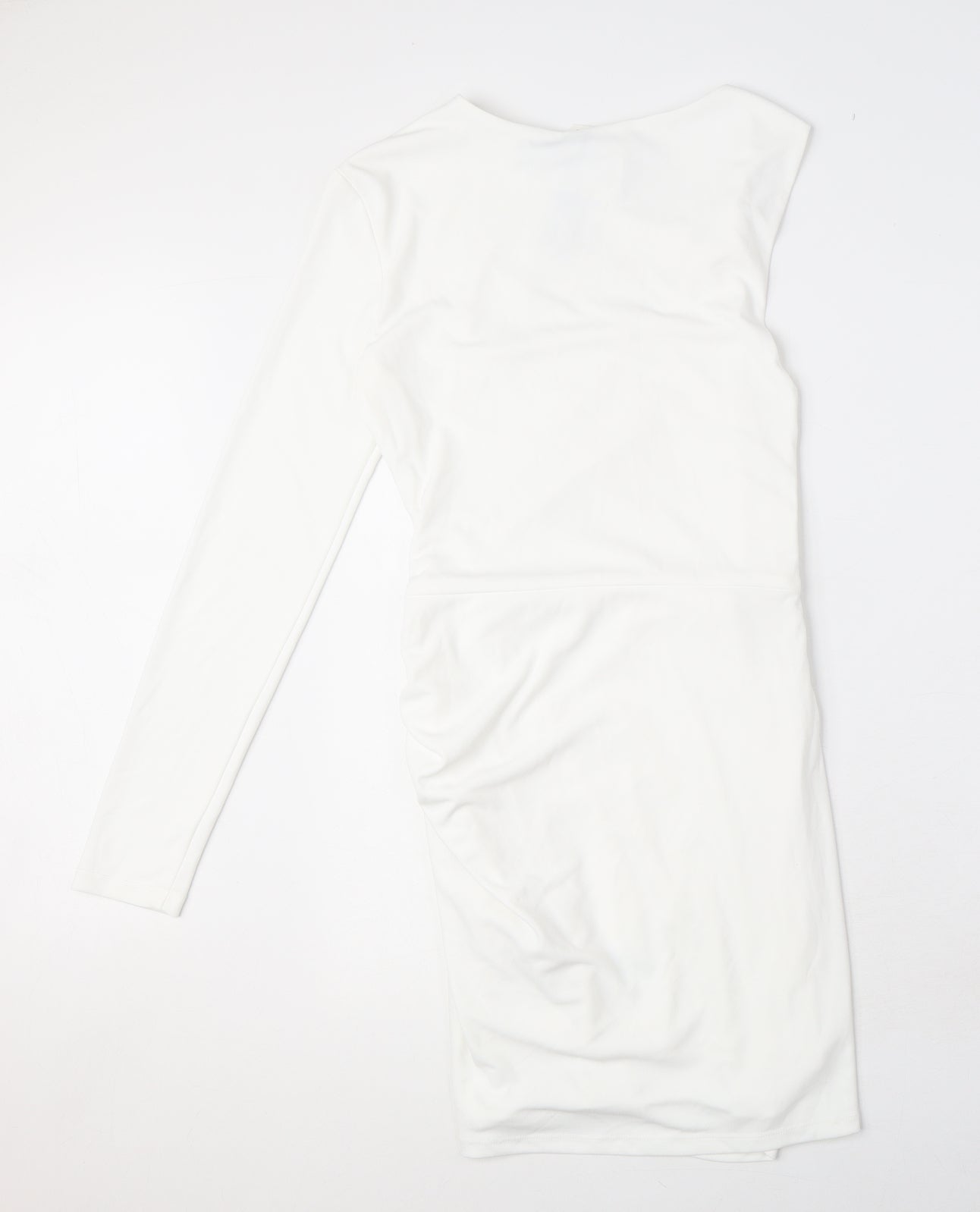 Zara Womens White Polyester Mini Size S One Shoulder Zip - Cut Out Detail